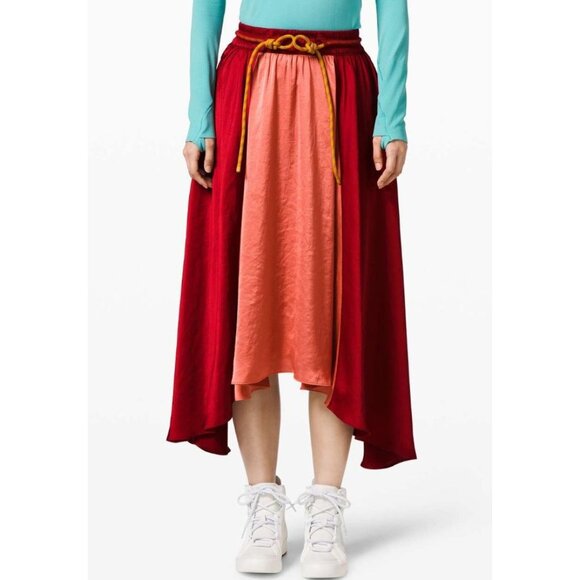 Lululemon x Roksanda Face Forward Skirt Caliente Rustic Coral Fools Gold-sz Larg - Picture 5 of 12